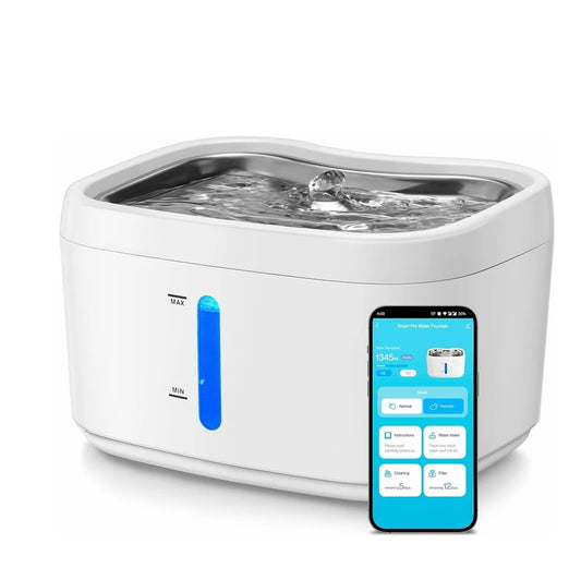 FreshCat Mini – Fuente Compacta para Gatos de 2,5L con Bandeja de Acero y APP